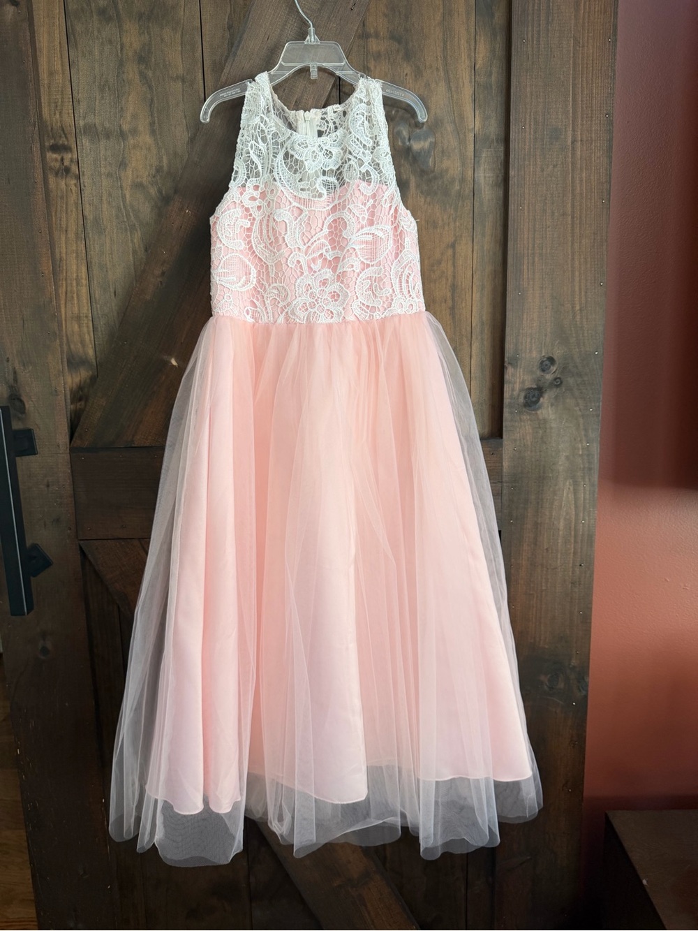 Girls' Pink Lace & Tulle Formal Dress